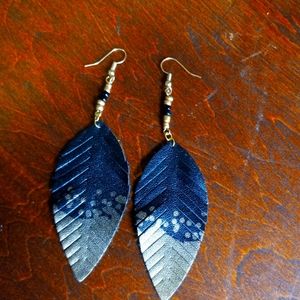 Leather Feather Earrings